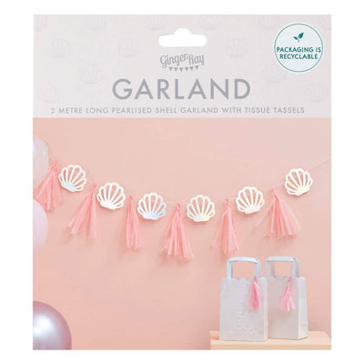 Pink tassels and shell banner