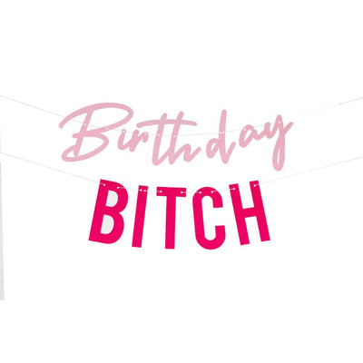 Birthday Bitch rosa bursdagsbanner