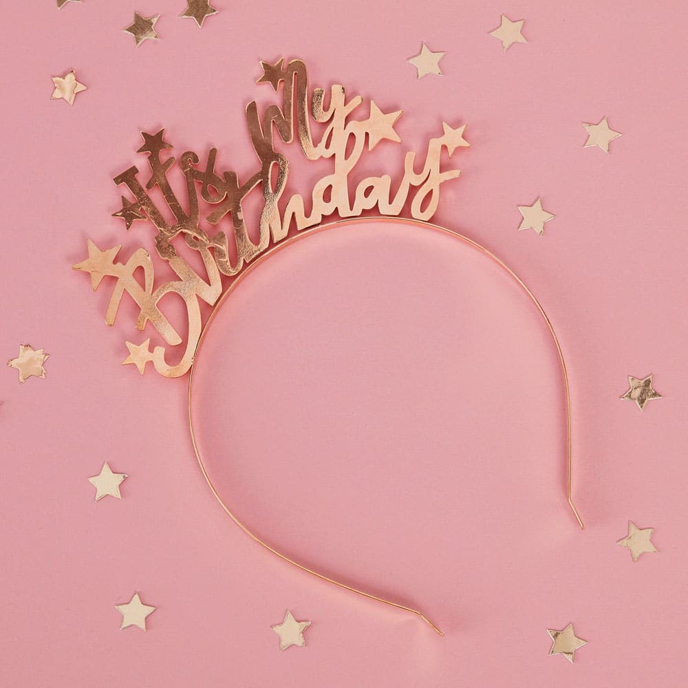 It's My Birthday-pannebånd i gull med stjerner