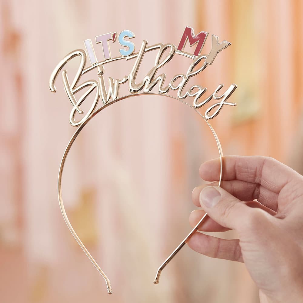 It's My Birthday-pannebånd i gull