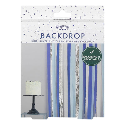 Crepe paper background in blue and silver