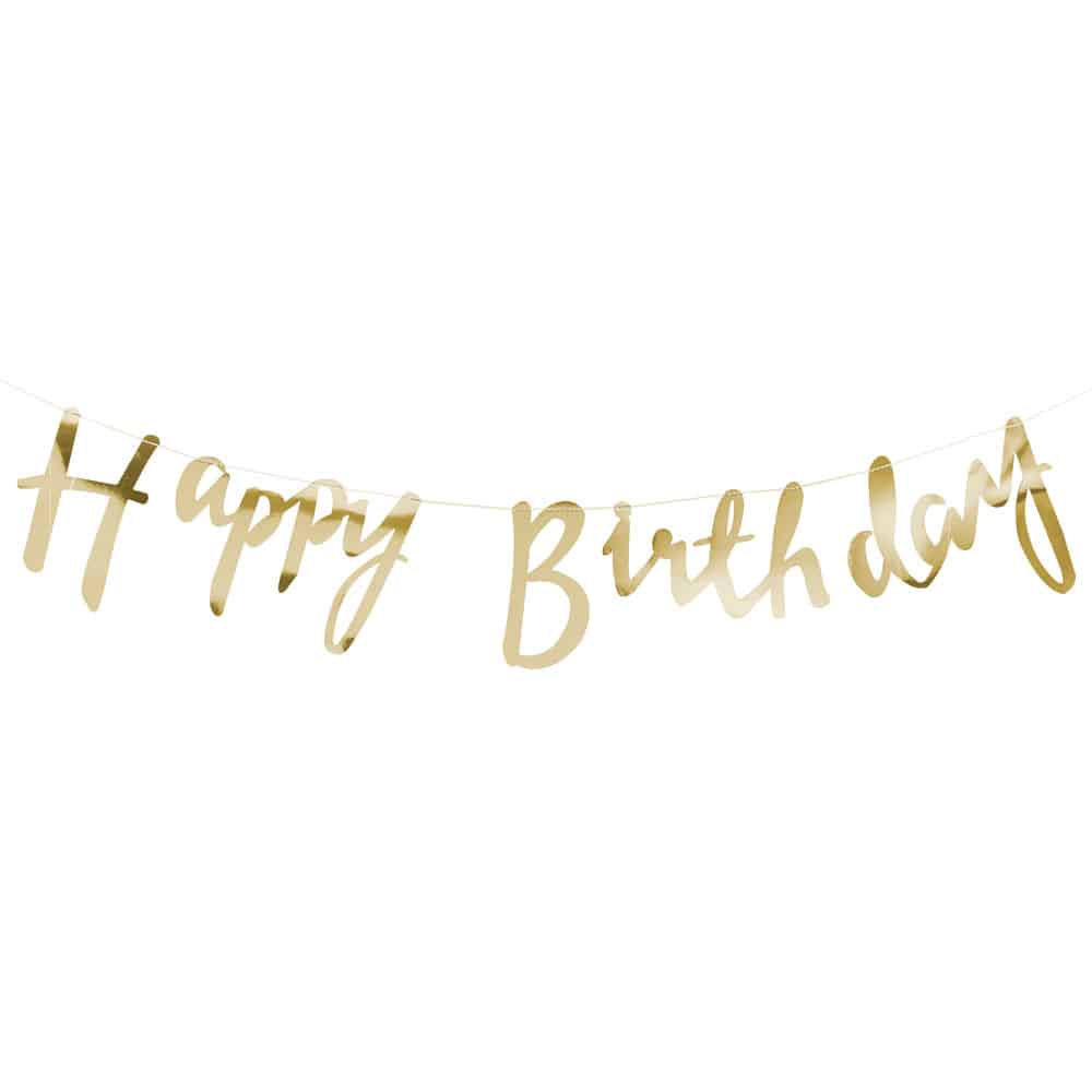 Happy Birthday bursdags-banner i gull