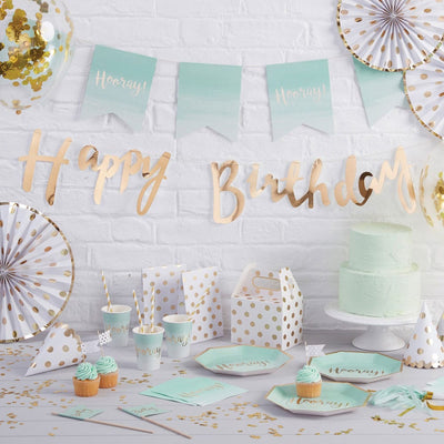 Happy Birthday bursdags-banner i gull