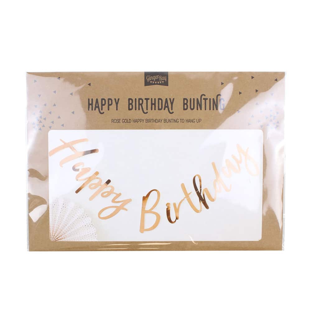 Happy Birthday bursdagsbanner i roségull