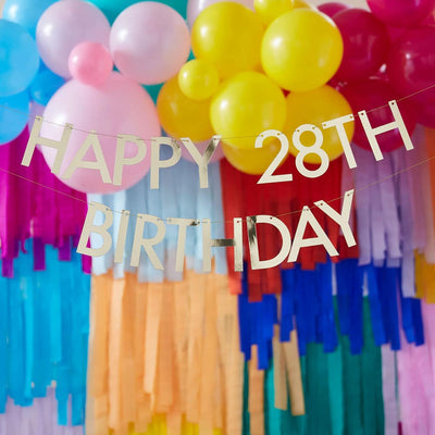 Happy birthday personlig tilpassbar bursdags-banner i gull