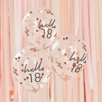 Hei 18-årsbursdagsballonger med konfetti