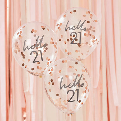 Hei 21 år bursdagsballonger med konfetti