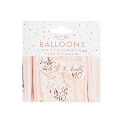 Hello 40-års bursdagsballonger med konfetti