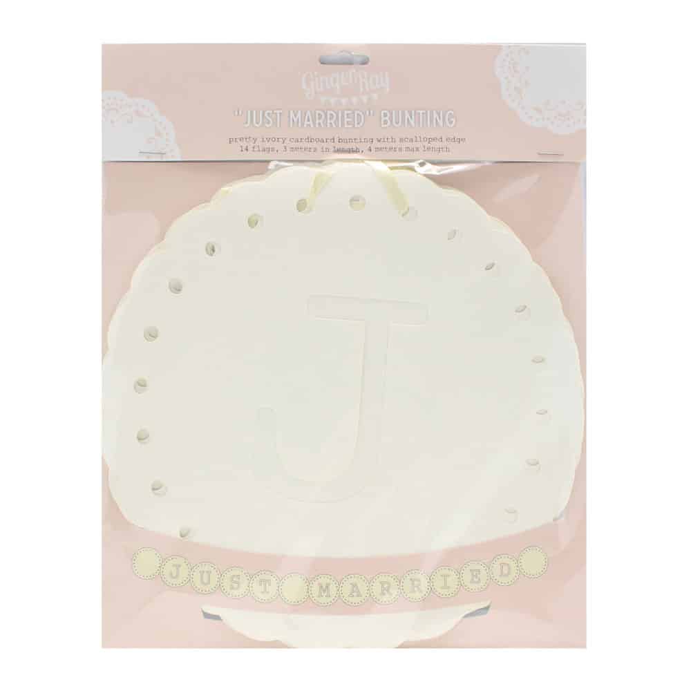 Just Married kremhvit blondebanner i vintage-stil