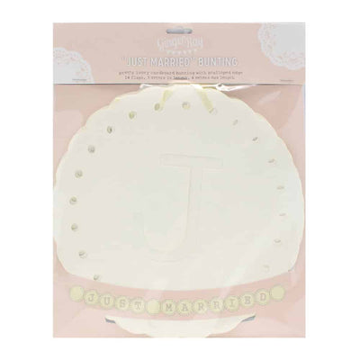 Just Married kremhvit blondebanner i vintage-stil