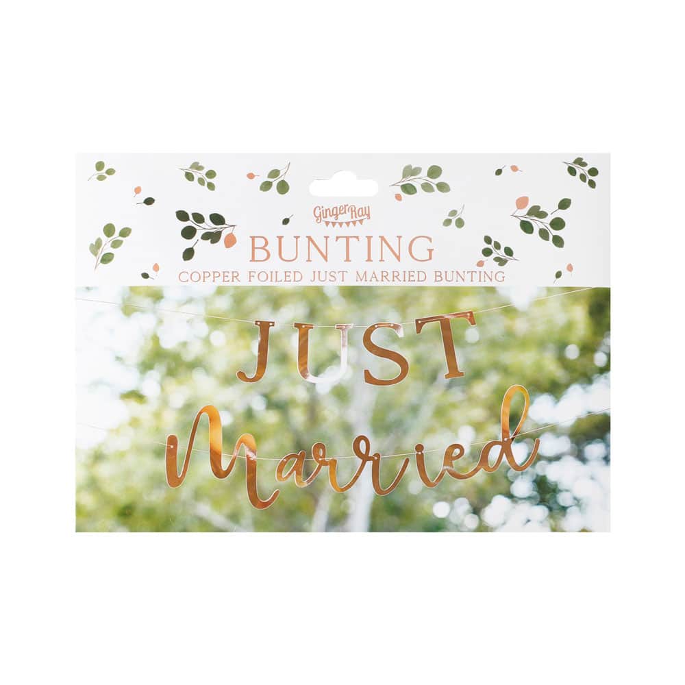 "Just Married"-banner i roségull