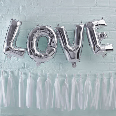 Love ballong-banner i sølv