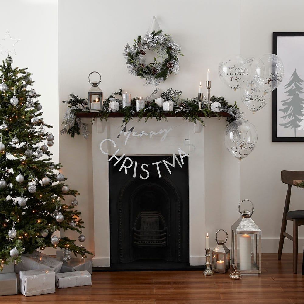 God jul-banner i sølv