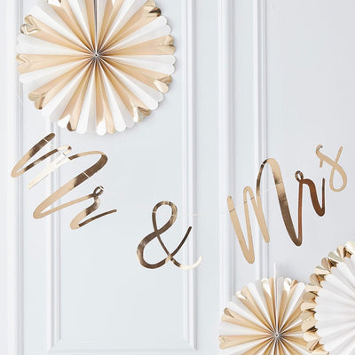 Mr & Mrs-banner i gull