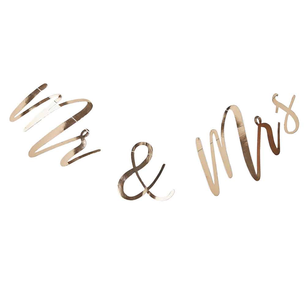 Mr & Mrs-banner i gull