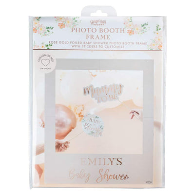 Roségullfoliert blush baby shower-ramme med personlig tilpassbar tekst