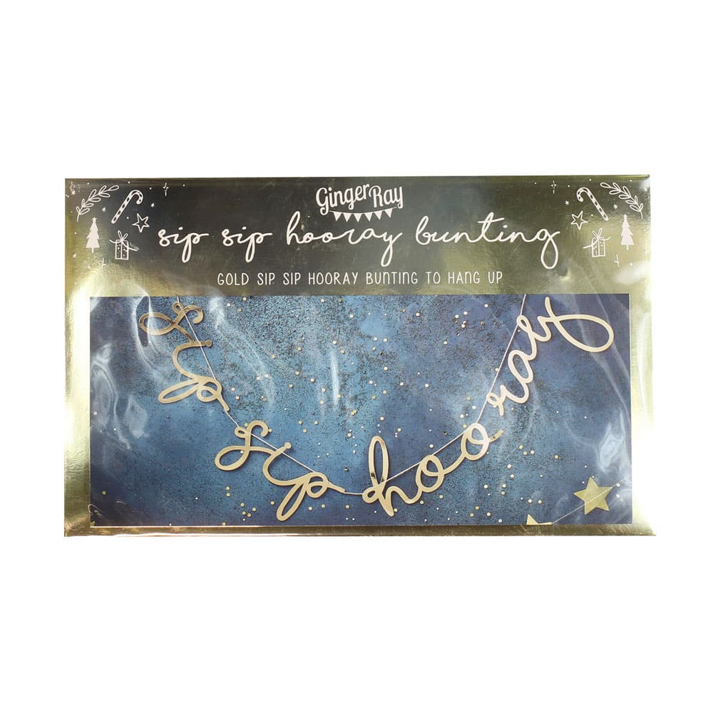 Sip Sip Hooray-banner i gull