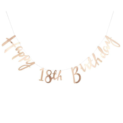 Happy birthday-banner i gull (18 år)
