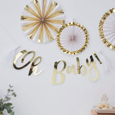 «Oh Baby»-banner i gull