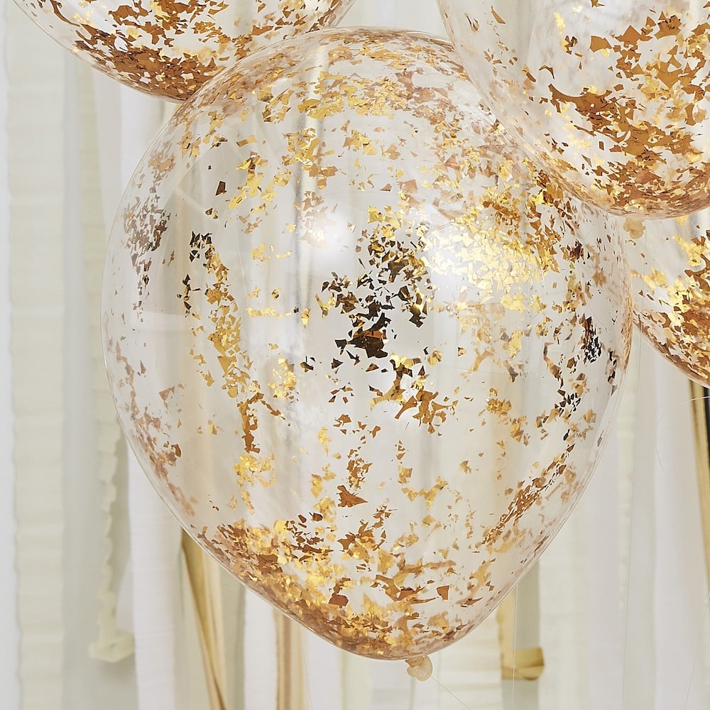 Balloons with "torn" gold confetti