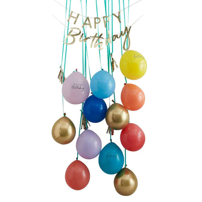 Ballonger og "Happy Birthday"-banner til bursdag