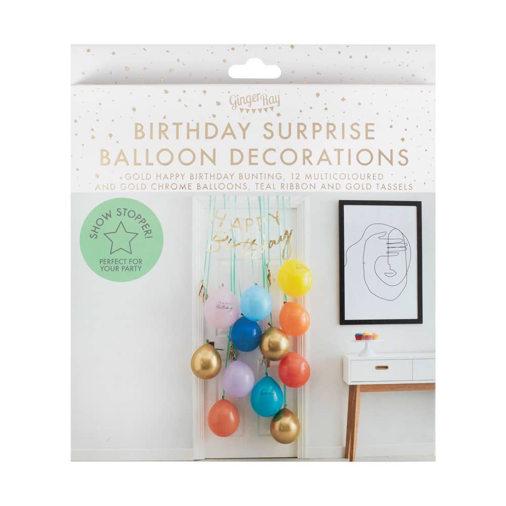 Ballonger og "Happy Birthday"-banner til bursdag