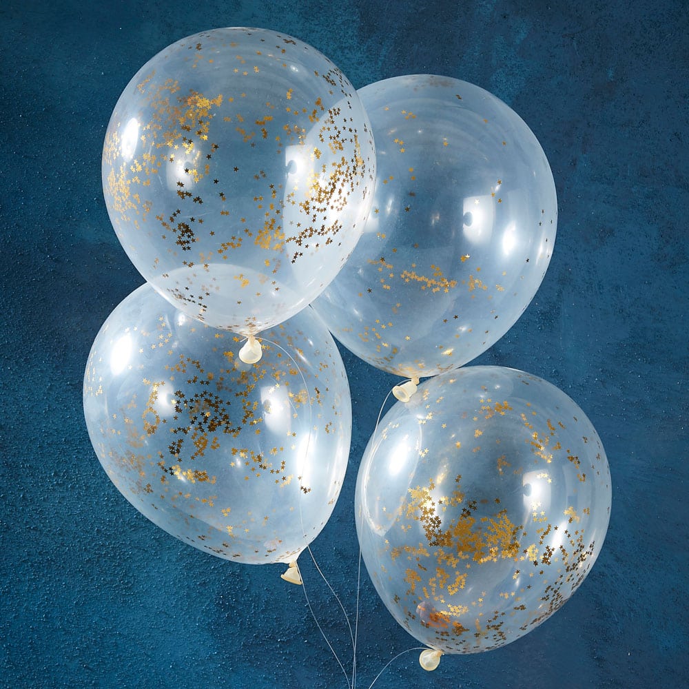 Transparent balloons with star confetti
